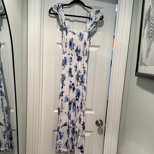 Floral Blue and White Maxi Dress